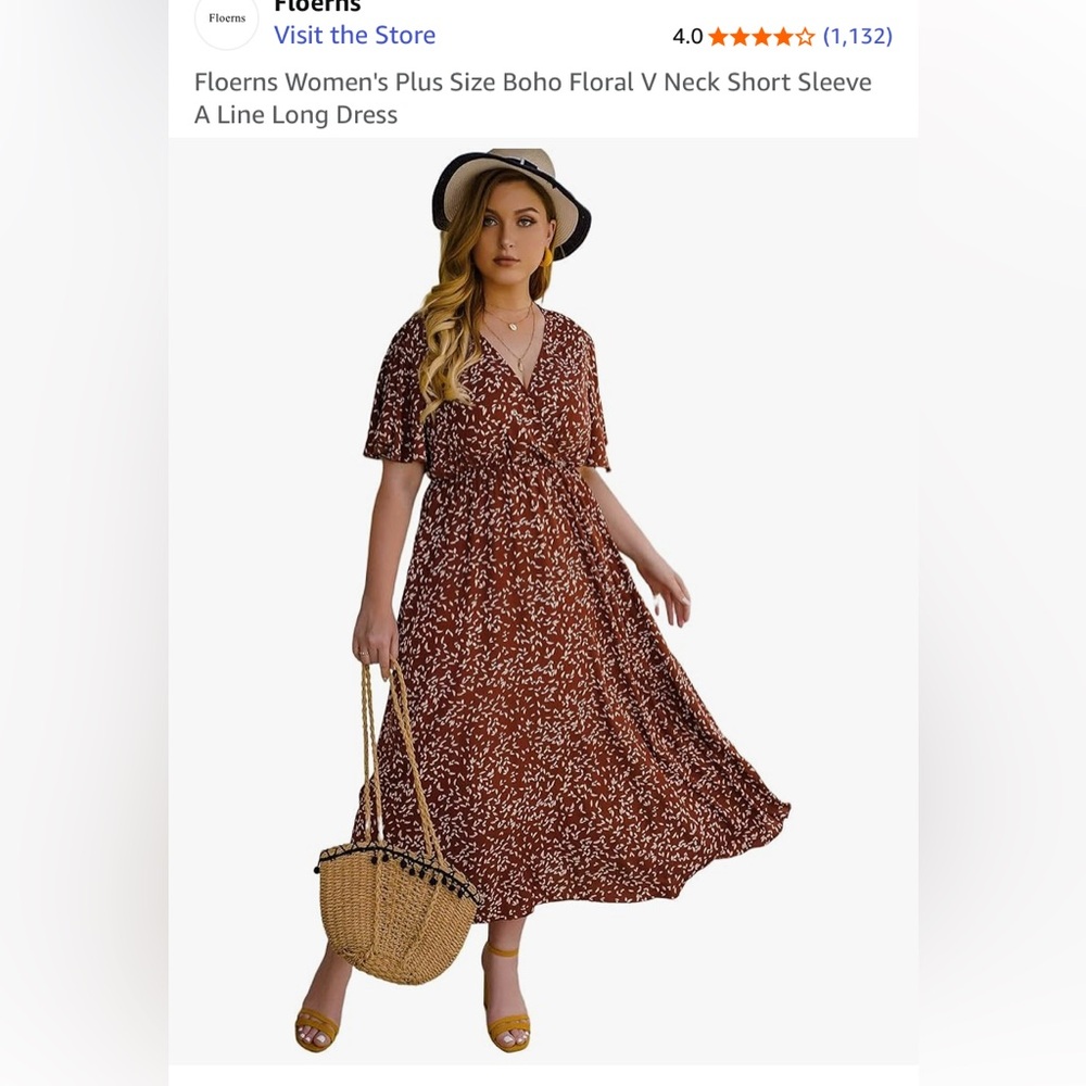 Women's Boho Floral V Neck A-Line Dress Plus Size Dress Cottagecore Dress